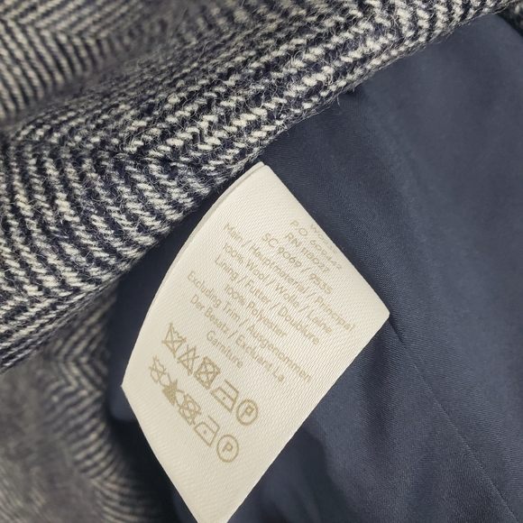 BODEN British Tweed Herringbone Dress Albony Wool Short Sleeve Knee Length Navy - Picture 5 of 7